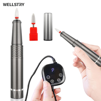 WELLSTRY Nieuwe Aanwinst Touchscreen Design USB Pen Vorm Draagbare Roestvrijstalen Manicure Pedicure E-File Set 40000RPM Nagelboor