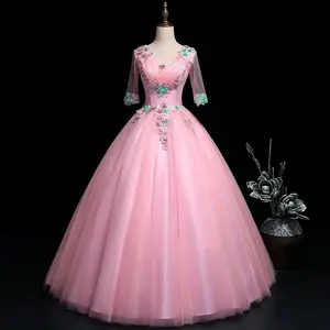 Jurken Vrouwen Para Quinceaneras Tule Appliques Kralen Avondjurk Stof Galajurken Elegant