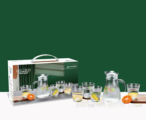 Ensemble de tasses à eau modernes en verre transparent grande capacité 1300/250 ml, résistantes aux micro-ondes et au lave-vaisselle, résistantes aux hautes températures, design tendance - Product Image 4