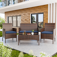 Ensemble de conversation moderne simple en osier pour patio fauteuils de balcon meubles imperméables ensemble de bistro de jardin en rotin pour l'extérieur
