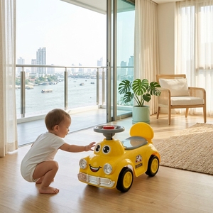 Coche de Juguete con Diseño de Sonrisa de Dibujos Animados para Niños, con Música y Luces, Juguete Divertido para Niños Pequeños con Bocina <span class=keywords><strong>BiBi</strong></span>, Andador para Bebés de 1 a 3 Años - Product Image 3