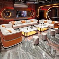 Meubles de bar haut de gamme de luxe léger, ensembles de canapés en forme de U et tables basses pour discothèque, KTV, restaurant, hôtel, bar, canapé au design moderne