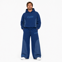 Ensemble survêtement en coton épais 400 GSM avec logo personnalisé brodé, panneaux et motifs imprimés en relief, pantalon de survêtement et sweat à capuche oversize – Collection 2026