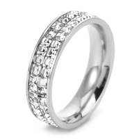 Bague élégance de luxe en acier inoxydable or 18 carats Nouvelle vente en gros de diamants de taille princesse en zircon dégradé coloré à double rangée