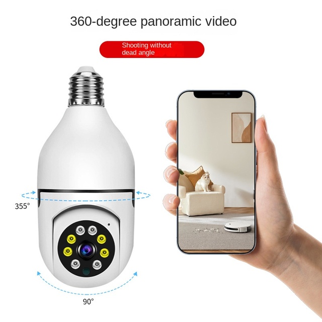 HD 2.01MP Security Camera WiFi Wireless Night Vision 360 Panoramic Motion Detection Alarm Detection Notification Portable