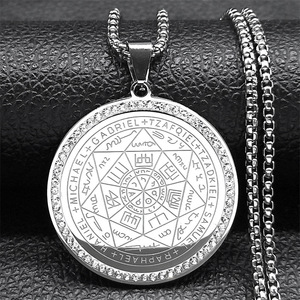 Collana Vintage con Medaglia dei Sette Arcangeli per Uomo e Donna, Gioiello in Acciaio Inox con Sigillo di <span class=keywords><strong>Salomone</strong></span>, Catena di Protezione, Vendita all'Ingrosso - Product Image 2