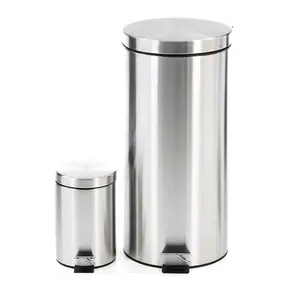 3L/5L/7L Aço Inoxidável rodada Metal Lixo Lid Passo Pedal Lixo Pode para Home Office Cozinha para Uso Doméstico
