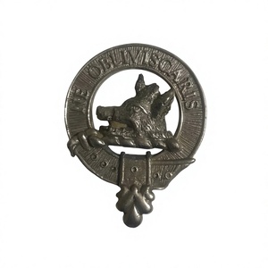 This is a Clan Campbell Scottish clan crest badge, typically made of pewter or <b>silver</b>-plated metal. - Product Image 1