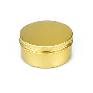 250ml empty round candle jar soap storage aluminum container tin box 8 ounce gold aluminum jar pot