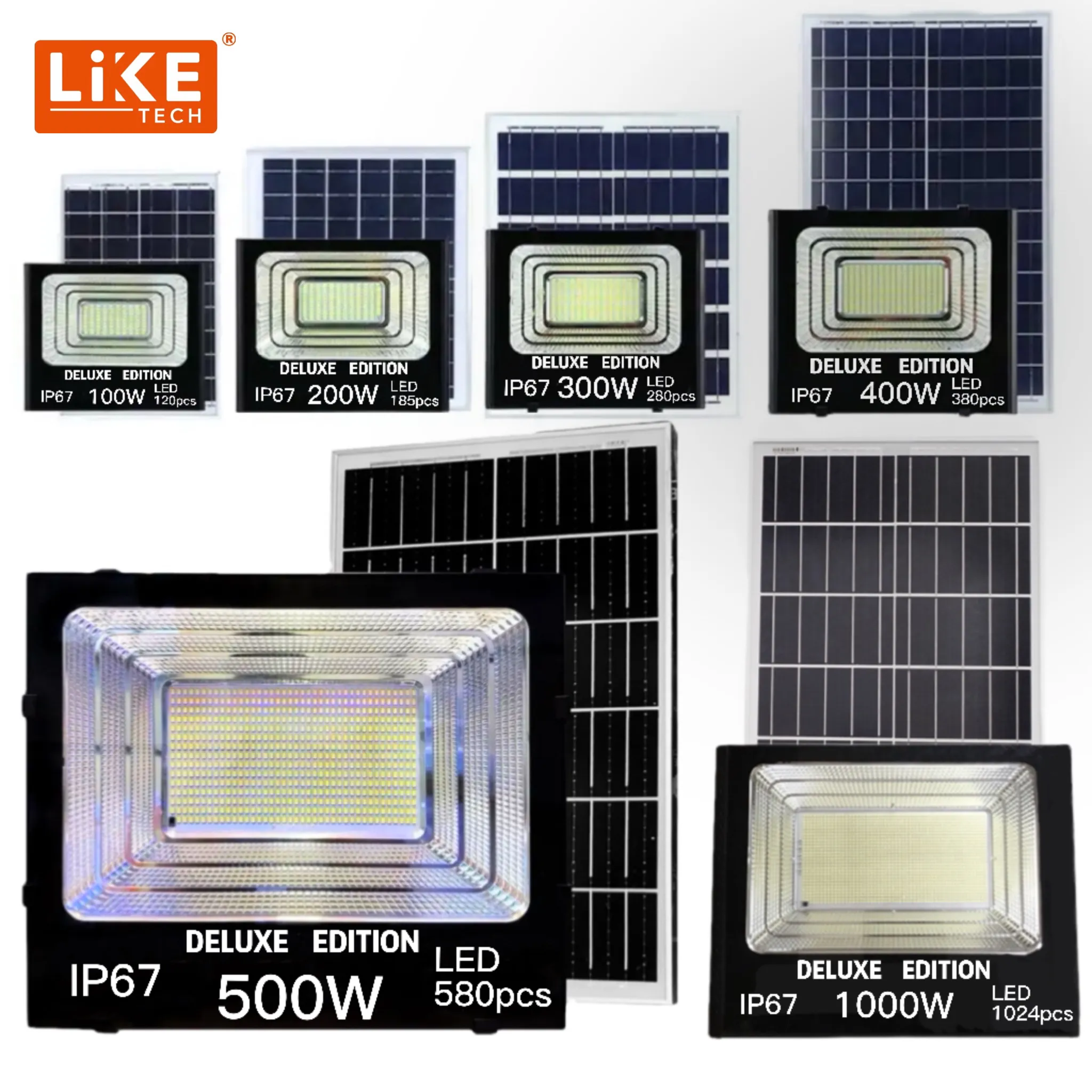 Liketech ไฟน้ำท่วม Led 100วัตต์คุณภาพสูง,ไฟน้ำท่วม IP65ลูเมนสว่างมาก13000ลูเมนไฟกลางแจ้งน้ำท่วมพลังแสงอาทิตย์200W 100 W