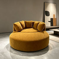 Canapé rond en velours avec dossier incurvé et coussins moelleux pour salon, hôtel, salle de séjour, meubles d'appoint, pas d'assemblage requis, design luxueux
