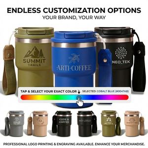 Custom logo 14oz Double Wall Promotional Gift Stainless Steel <b>Coffee</b> Cup Vacuum Insulated Travel <b>Coffee</b> Mug with Rope Handle - Product Image 6