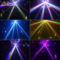 Lampe à boule LED rotative 3-en-1 à quatre têtes 200W, faisceau pleine couleur rouge et vert, pour scène, fête, DJ, disco, IP20, CRI élevé 90, contrôle DMX512