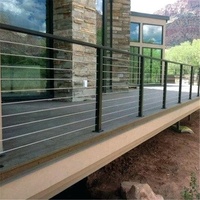 Rampe d'escalier en acier inoxydable, balustrade d'extérieur avec câble métallique, balustrade en bois noir
