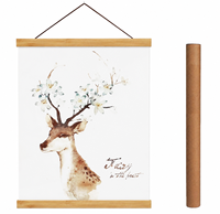 Affiche éducative personnalisée sur toile avec animaux, impression sur toile avec cadre magnétique en bois de 21 cm pour la décoration de la salle de classe et de la chambre d'enfant