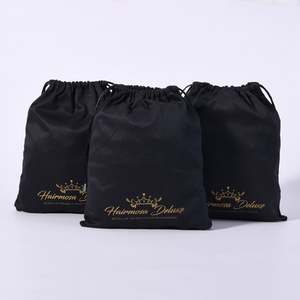 Sacs d'emballage pour cheveux en soie, sac de rangement pour perruque en satin avec cordon de serrage et logo pour le rangement des perruques, pochette en satin - Product Image 6