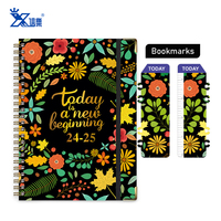 Journal de vente en vrac chaud quotidien métal double bobine cahier de reliure à spirale A5 papier planificateur à la journée cahier à couverture rigide pour l'école de bureau