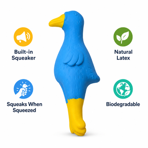 Jouet interactif pour chien en <span class=keywords><strong>latex</strong></span> naturel, en forme de <span class=keywords><strong>dodo</strong></span> bleu à col long, qui couine, amusant pour chiot, à mâcher et à jouer, vente en gros, OEM - Product Image 3