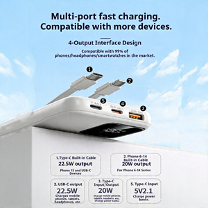 Batería Portátil de Alta Capacidad de 10000 mAh, 2 en 1, de Polímero de Litio, con Pantalla LED, Tipo C, Carga Rápida PD de 20 W para Uso en Exteriores - Product Image 6