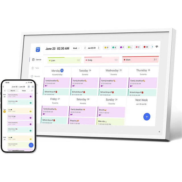 Digital Calendar 10.1 Inch Smart Electronic Family Planner Chore Chart Display IPS HD Touch Screen WiFi MP3 App Tabletop Outdoor