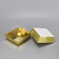 Boîte à gâteau transparente carrée en feuille d'or pour pâtisserie, boîte à sandwich transparente, boîte à biscuits, boîte à pizza, boîte à dessert pour desserts coupés et emballés