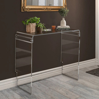 Table console en acrylique transparente moderne de conception nouvelle 2024, taille et épaisseur personnalisées, logo personnalisé imprimé en sérigraphie, meubles de salon