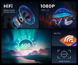 Nouveau <span class=keywords><strong>projecteur</strong></span> Android Pro U6 avec mise au point automatique, <span class=keywords><strong>projecteur</strong></span> de film, résolution native 1080P, correction trapézoïdale automatique pour la maison et le bureau - Product Image 2