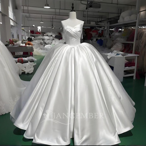 Wx117 Luxury Ivory Bridal Big Ball Gown Sweetheart Soft Satin <b>Wedding</b> Dresses Long Cathedral Train For Women Jancember - Product Image 3