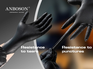 Gants en nitrile noirs jetables de qualité supérieure, résistants aux produits chimiques, à texture diamantée, 8 mil, 10 mil, pour mécaniciens, sécurité au travail, boîte de 100 pièces - Product Image 2