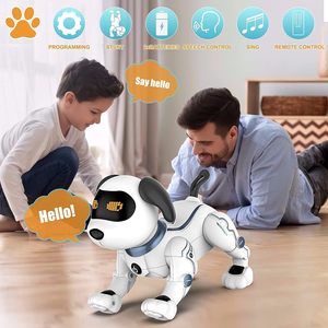 Touch Sensor RC Programmable AI <b>Smart</b> Dog <b>Remote</b> <b>Control</b> Robot ABS Plastic Body 3M Range Light Sound for Kids-Educational Toy - Product Image 6
