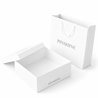 Sacs de shopping personnalisés avec logo, boîte cadeau rigide blanche avec couvercle, ensemble d'emballage pour bijoux et vêtements de boutique