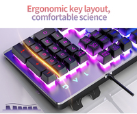 Keyboard gaming berkabel K002 desain anti tumpah portabel papan saklar membran lampu latar pelangi keyboard cahaya campur