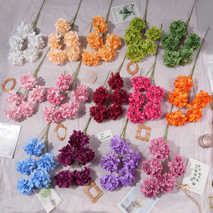 Bouquet de fleurs artificielles d'hortensia à 5 têtes, fleurs en soie réalistes, pour décoration de mariage, de maison et accessoires de photographie - Product Image 1