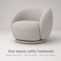 Fauteuil barillet moderne en tissu chenille gris clair, fauteuil lounge rond avec coussin moelleux, fauteuil d'appoint pour salon