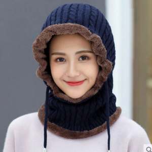 Soft Thick Wool Plush Unisex Winter Ski Hat & Scarf Set with Ear Neck Protection Outdoor Knitted <b>Beanie</b> Cap - Product Image 6
