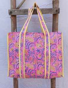 Bolso tote acolchado de algodón para portátil, con estampado a mano, bolso de hombro para oficina y viajes, para mujer - Product Image 3