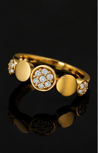 Bague en argent sterling 925 plaqué or avec grappe florale et zircon cubique, bague géométrique moderne de luxe pour femmes, faite à la main - Product Image 5