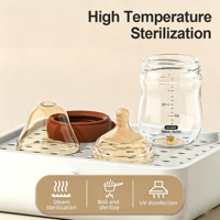 Biberon anti-colique pour nouveau-né en verre cristal diamanté PP, à large ouverture, avec tétine en silicone en forme de cœur, sans BPA, motif imprimé
