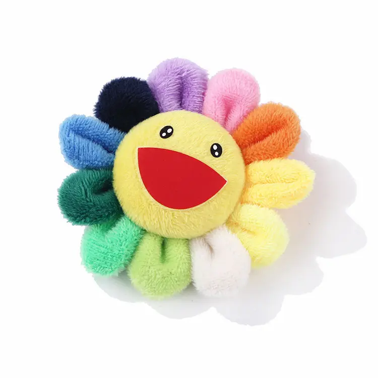 Bunte Plüsch Sonnenblume Brosche Smiley Gesicht Abzeichen Pin Tasche Kleidung Blumen Broschen Frauen Accessoires