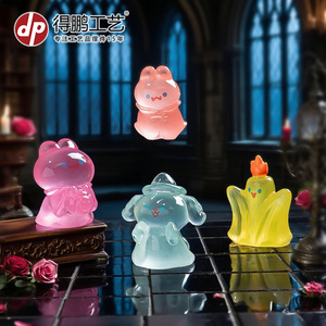 Mini figurines lumineuses d'animaux d'Halloween (chien, vampire, lapin) en résine, décorations de bureau pour enfants de 7 à 12 ans - Product Image 3