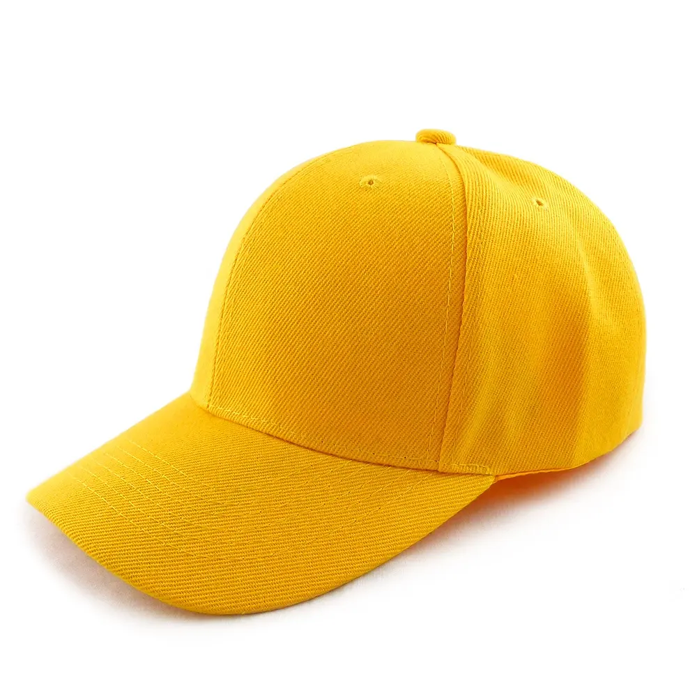 Boş beyzbol şapkaları toptan promosyon spor kap özel nakış 6 Panel sarı kapaklar şapkalar Gorras unisex