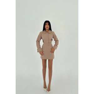 Ensemble deux pièces Krem Joo style club décontracté, jupe évasée et haut court tissé avec broderie en dentelle et col à nœud pour le printemps et l'automne - Product Image 2