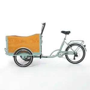 hot sale three wheel 24 inch, 6 speeds Electric family cargo bike/bakfiets/cargobike mode