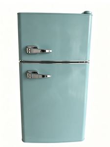 Nouveau réfrigérateur rétro à double porte 100L, mini-réfrigérateur avec congélateur supérieur, R600a, réfrigérateur compact vintage pour la maison, l'appartement, le dortoir - Product Image 6