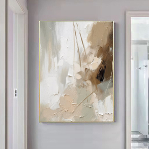 Pintura al Óleo Abstracta Beige Pintada a Mano, Texturizada, Minimalista, Grande, sobre Lienzo, <span class=keywords><strong>para</strong></span> Decoración de Pared de Sala de Estar - Product Image 3