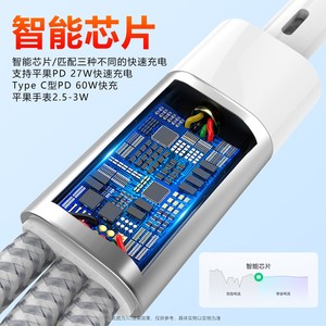 Câble de données tressé en nylon, USB C vers Lightning, charge magnétique pour montre, 1m, argenté, blanc, charge rapide pour Apple Huawei - Product Image 5