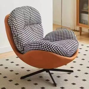 Nordic Single Swivel Lazy <b>Sofa</b> Chair Modern Light Luxury Fabric Metal Rocking Chair for Home Living Room Balcony Bedroom Leisure - Product Image 5