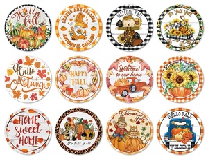 Putuo Decor-señal de pared de madera, accesorio <span class=keywords><strong>redondo</strong></span> de otoño, de bienvenida, para Festival de granja, 3 tamaños - Product Image 4