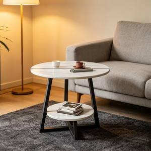 <span class=keywords><strong>Tavolino</strong></span> da Caffè in Legno con Ripiano Rotondo e Vano Portaoggetti, Best Seller - Product Image 1