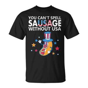 No se puede escribir la palabra Sausage sin Usa, camiseta americana del 4 de julio - Product Image 1